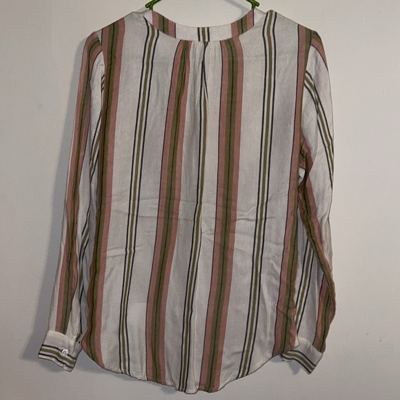 🌹EN CRÈME V NECK RAYON STRIPED BLOUSE - Picture 6 of 8